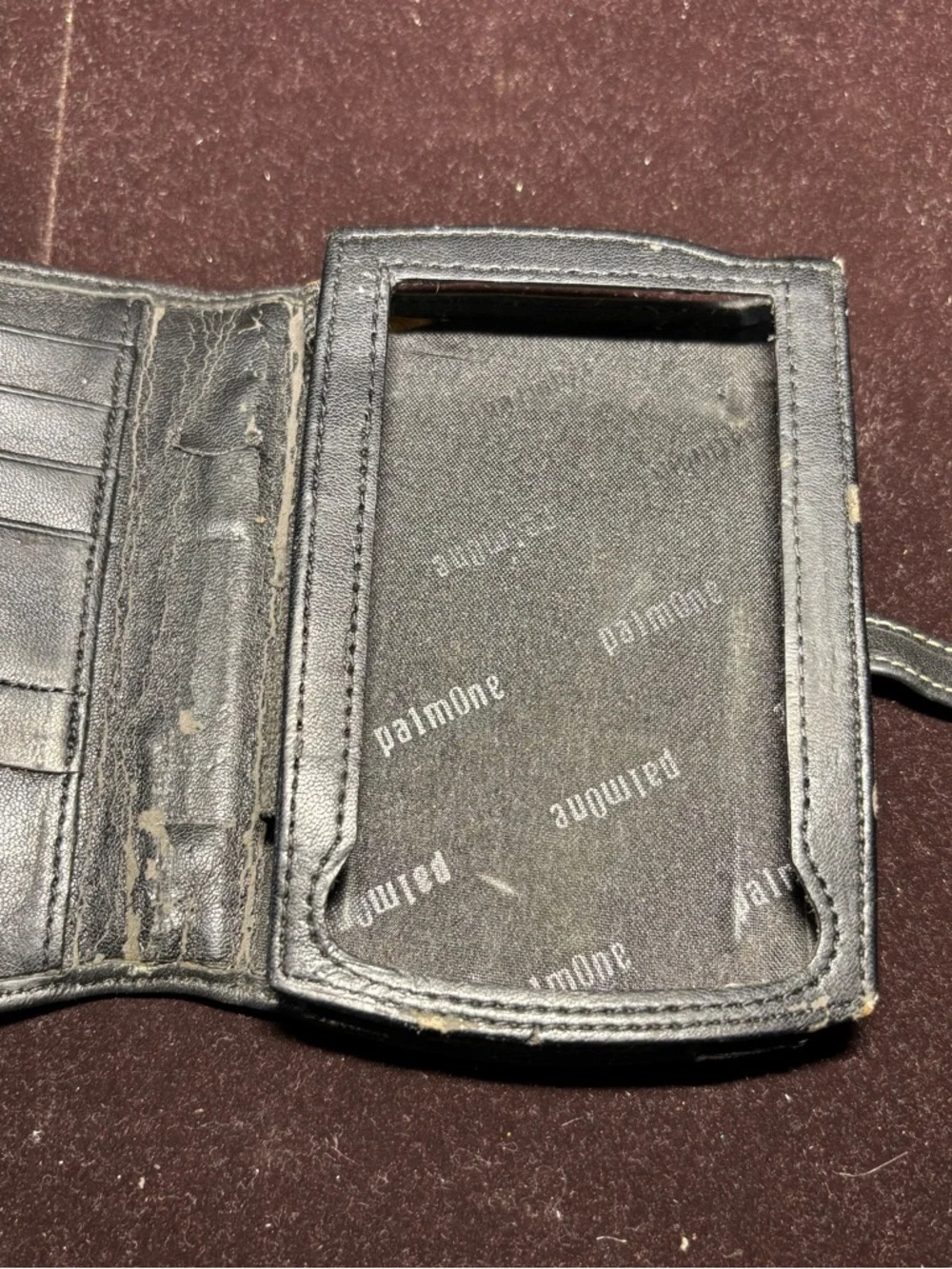 Black Leather Phone Wallet Case with Built-in Phone